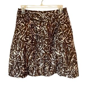 Banana Republic Bubble Hem Silk Mini Skirt Brown Abstract Print Size 2